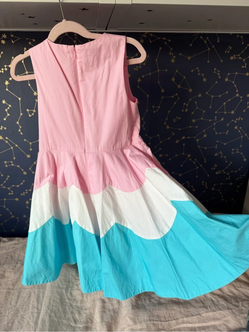 Jacadi Pink White Blue Scallop Dress Costume